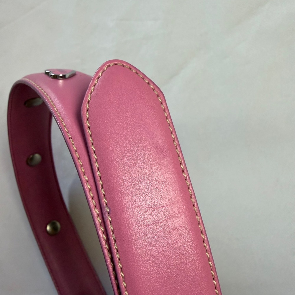 Coach Pink Leather Heart Studded Dog Collar XL 8848 Silver Tone Hardware - Picture 8 of 8
